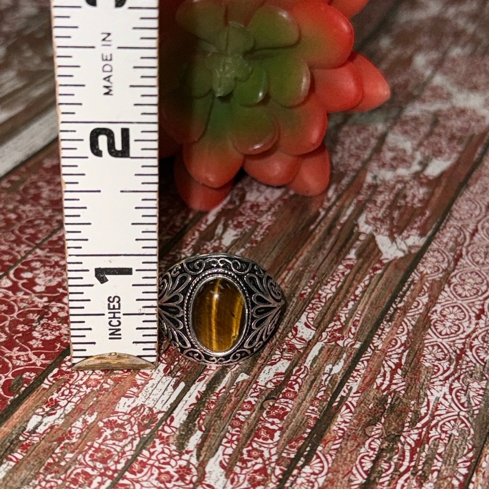 Silver Tiger Eye Silver Ring - image 8